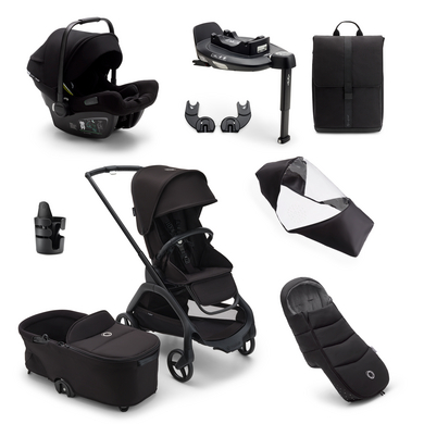 bugaboo Poussette trio combinée 3en1 Dragonfly Complete Black/Midnight Black, Ultimate Newborn Bundle