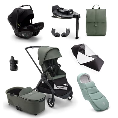 bugaboo Poussette trio combinée 3en1 Dragonfly Complete Black/Forest Green, Ultimate Newborn Bundle