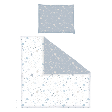 Dr. Sonne Parure de lit enfant réversible ciel étoilé bleu 80x80 cm