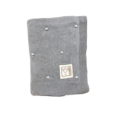 Kaiser Coperta per neonati KNOTS organica cotton grigio/nodi light blu