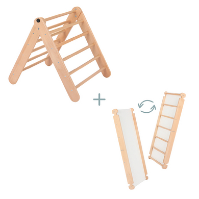 kindsgard Echelle d'escalade enfant Pikler klatremand bois naturel, toboggan klatrebahn naturel/blan