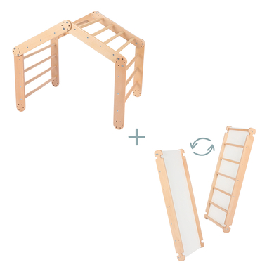 kindsgard Echelle d'escalade enfant klatreplads bois naturel toboggan klatrebahn naturel/blanc