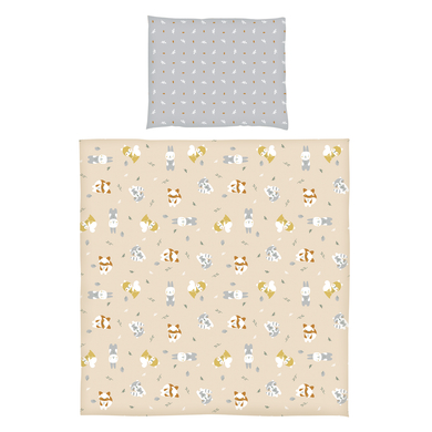 Dr. Sonne Parure de lit enfant réversible jeux en forêt pastel 80x80 cm