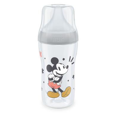 Levně NUK Perfect Match Mickey kojeneckĂˇ lĂˇhev Mouse s teplotou Control 260 ml od 3 mÄ›sĂ­cĹŻ v ĹˇedĂ© barvÄ›