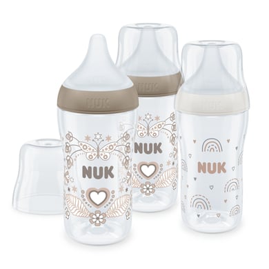Levně NUK Sada 3 lahví Perfect Match s teplotou Control 260 ml od 3 měsíců v bílé a béžové barvě