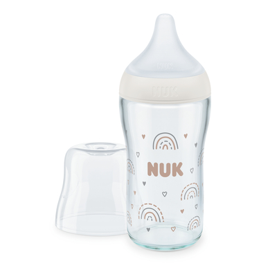 NUK Biberon Perfect Match verre arc-en-ciel blanc 230 ml 125ml-250ml