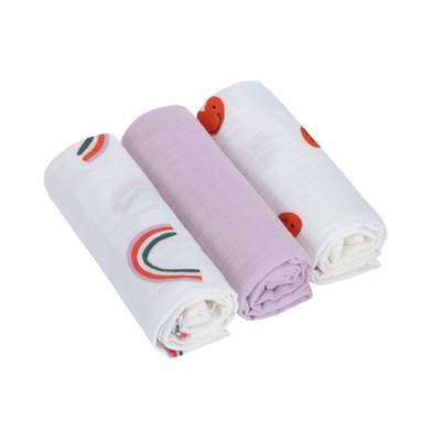 LÄSSIG Langes enfant M Happy Rascals lilas 60x60 cm lot de 3