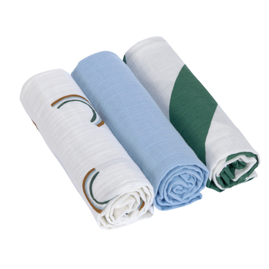 LÄSSIG Langes enfant L Happy Rascals bleu 85x85 cm lot de 3