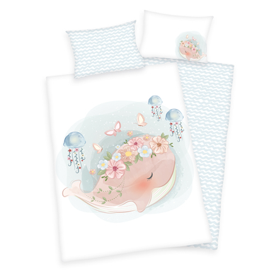 babybest® Parure de lit enfant baleine rose 100x135 cm