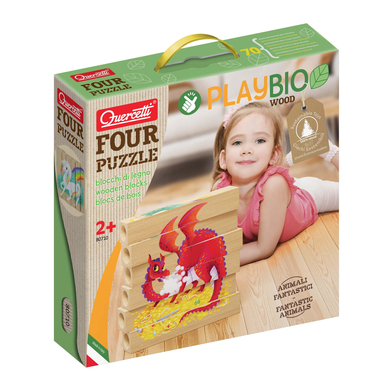 Quercetti Quatre puzzles en bois : les animaux fantastiques