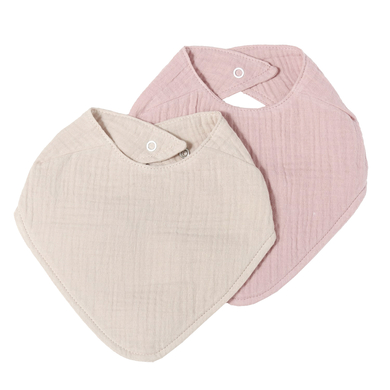 Nordic Coast Company Bavoir bébé mousseline de coton vieux rose/beige lot de 2