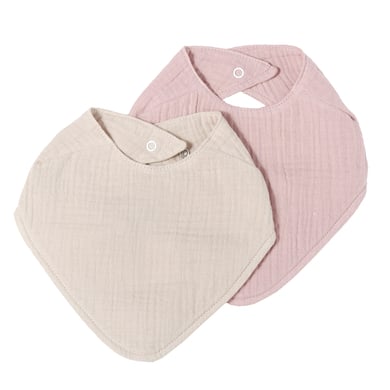 Nordic Coast Company Set di bavaglini in mussola rosa scuro e beige
