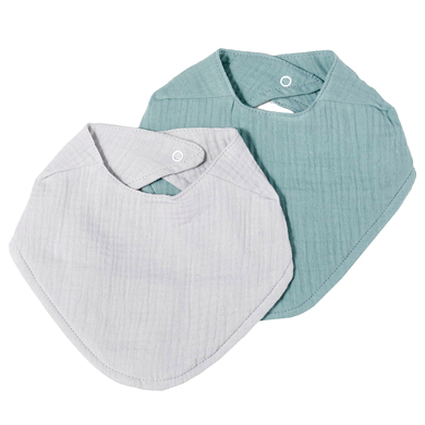Nordic Coast Company Bavoir bébé mousseline de coton gris/menthe lot de 2