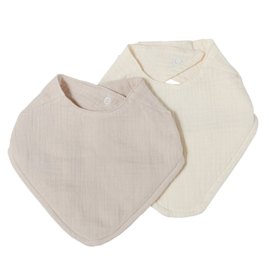 Nordic Coast Company Bavoir bébé mousseline de coton sand/naturel lot de 2