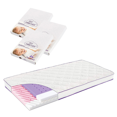 Träumeland Matelas enfant étoile polaire 60x120 cm 3 drap-housses jersey blanc