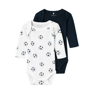 name it Body bébé manches longues Football Bright White lot de 2