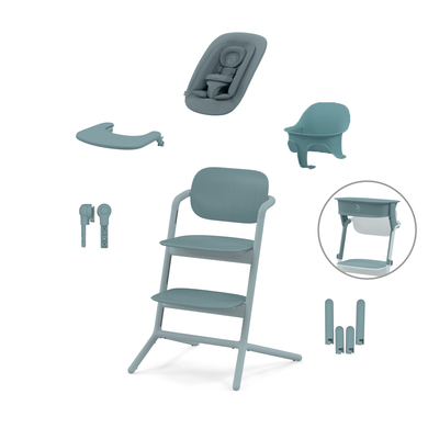 cybex GOLD Seggiolone Lemo 4 in 1 Set Stone Blue inclusa torre di apprendimento