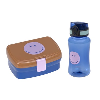 Lässig Lunchpakket met lunchbox en drinkfles 460 ml, Little Gang Smile karamel/blauw