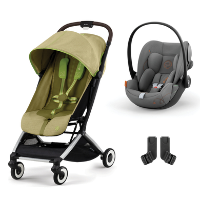 Image of cybex GOLD Passeggino Orfeo Silver Nature Green con seggiolino auto Cloud G i-Size Lava Grey e adattatori