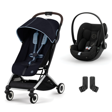 Image of cybex GOLD Passeggino Orfeo Silver Ocean Blue con seggiolino auto Cloud G i-Size Moon Black e adattatori