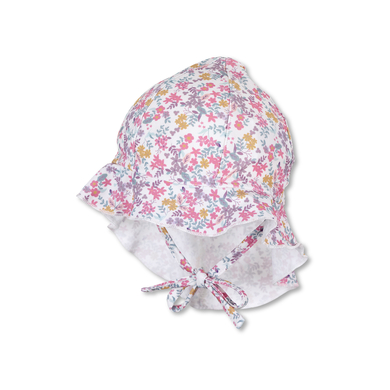 Sterntaler Casquette avec protection de nuque fleurie écru