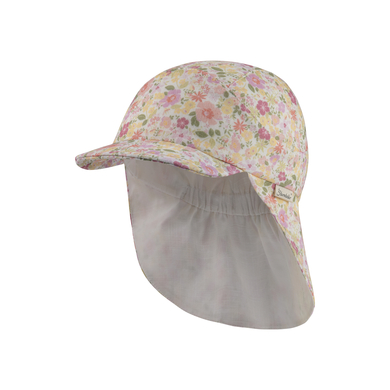 Sterntaler Casquette avec protection de nuque fleurie écru