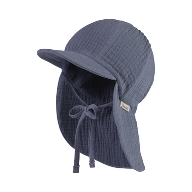 Sterntaler Casquette avec protection de nuque mousseline gris-bleu