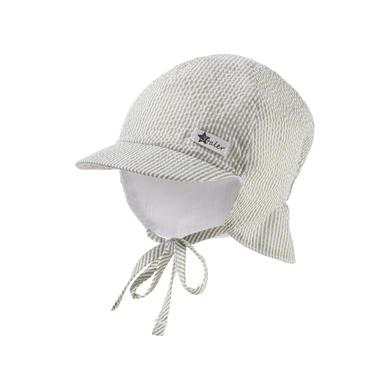 Sterntaler Casquette à visière avec protection de nuque rayée vert pâle