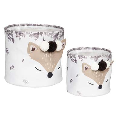atmosphera Paniers de rangement jouets renard blanc lot de 2