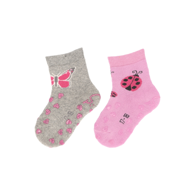 Sterntaler Chaussettes de bébé ABS double pack papillon gris clair mélangé