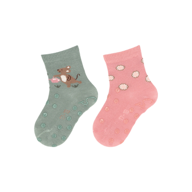 Sterntaler Chaussettes de bébé ABS pack double souris vert pierre