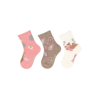 Levně Sterntaler Ponožky 3-pack Orient matt pink