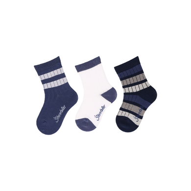 Sterntaler Lot de 3 chaussettes côtelées bleu