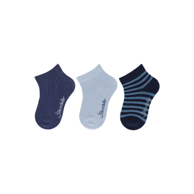 Sterntaler Chaussettes courtes pack de 3 côtes bleu