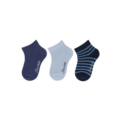 Levně Sterntaler Krátké ponožky 3-pack žebrované modré