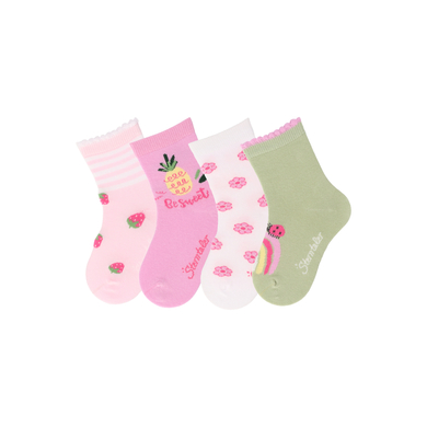 Sterntaler Lot de 4 chaussettes fraises roses