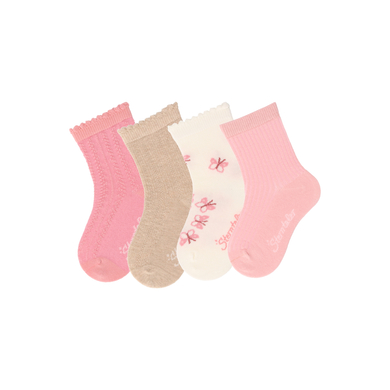 Sterntaler Lot de 4 socquettes structure rose mat