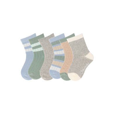 Sterntaler Lot de 6 chaussettes côtelées gris-bleu