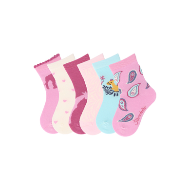 Sterntaler Strumpor 6-pack elefantblomma rosa