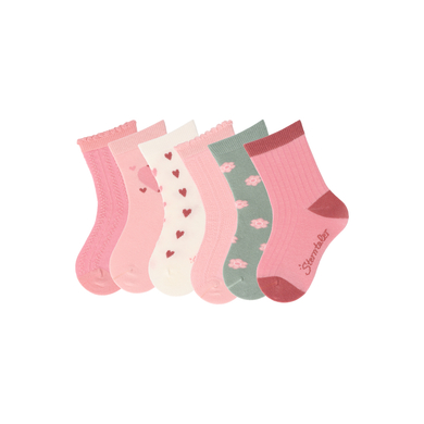 Sterntaler Lot de 6 socquettes structure rose mat