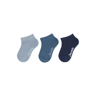 Sterntaler Lot de 3 chaussettes de baskets côtelées gris-bleu