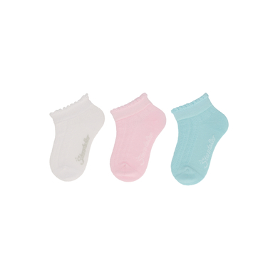 Sterntaler Lot de 3 chaussettes de baskets structurées blanches
