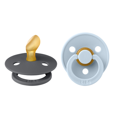 BIBS® Sucette Colour tétine anatomique Iron & Baby Blue latex 0-6 mois lot de 2