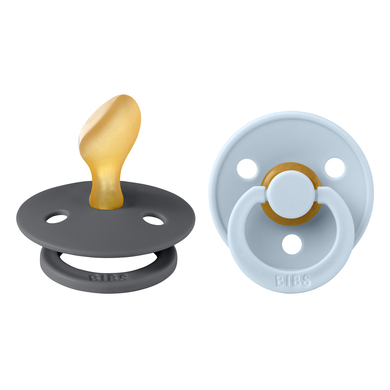 BIBS® Sucette Colour tétine anatomique Iron & Baby Blue latex 6-18 mois lot de 2