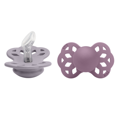 BIBS® Nappflaska Infinity anatomisk napp 0-6 månader Fossil Grey & Mauve 2 st.