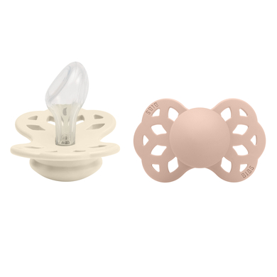 BIBS® Sucette Infinity tétine anatomique 6-18 mois Ivory & Blush lot de 2