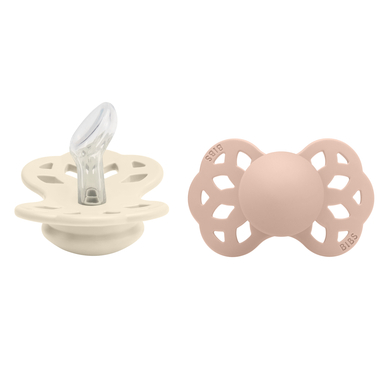 BIBS® Sucette Infinity tétine anatomique 0-6 mois Ivory & Blush lot de 2