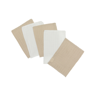 kindgsrad Musslin tvättvantar evasknely 5-pack beige