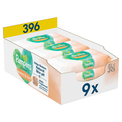 Pampers Lingettes Harmonie Protect & Care Calendula 396 pièces 9x44