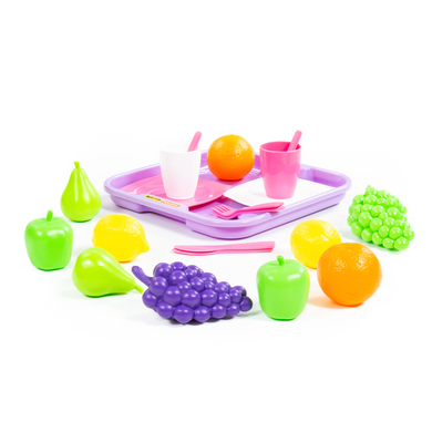 POLESIE Wader Quality Toys Set de vaisselle avec fruits sur plateau, 21 pcs.